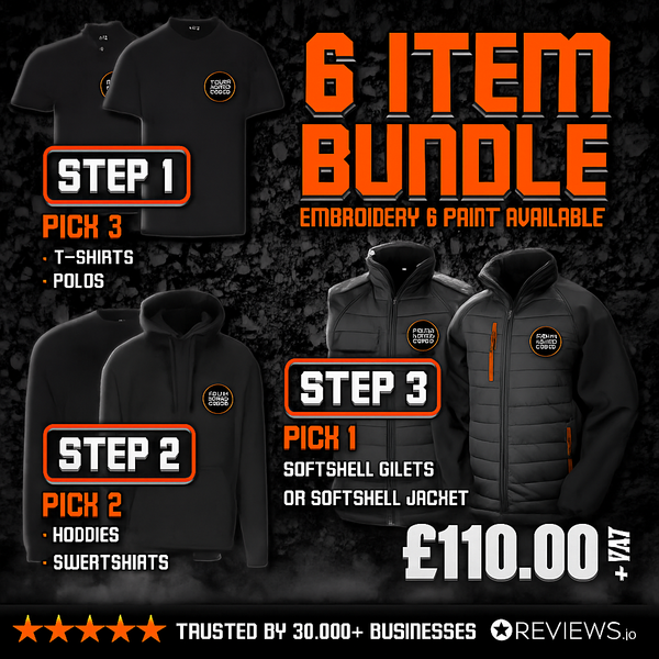 6 Item Kickstarter Embroidered Workwear Bundle with Free Logo