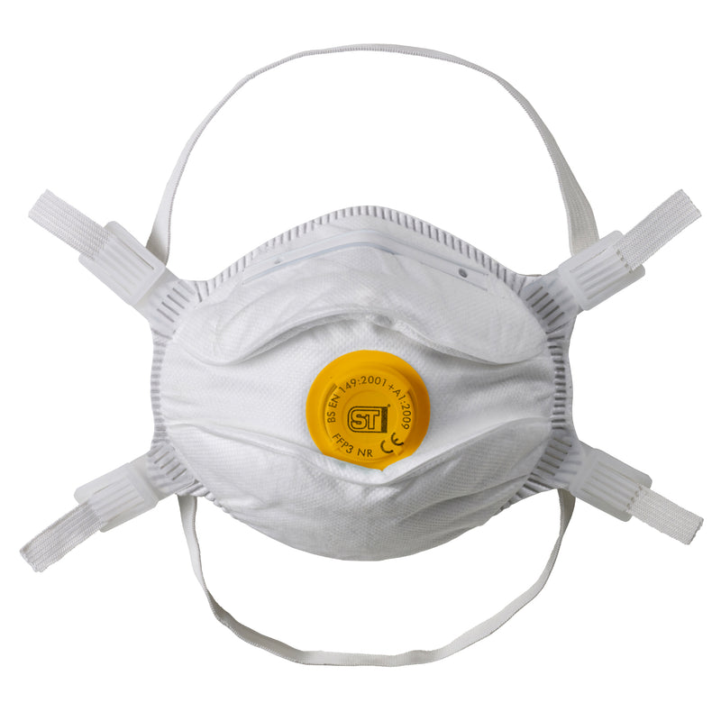 Supertouch FFP3 valved moulded respirator mask for maximum filtration.