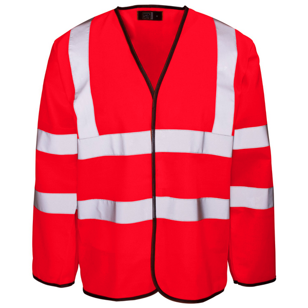 Supertouch Hi Vis Red Long Sleeved Velcro Vest