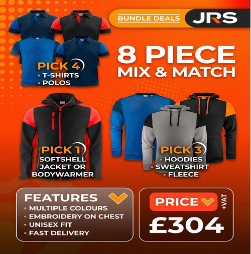 8 Item Printer Prime Premium Embroidered Workwear Bundle with Free Logo