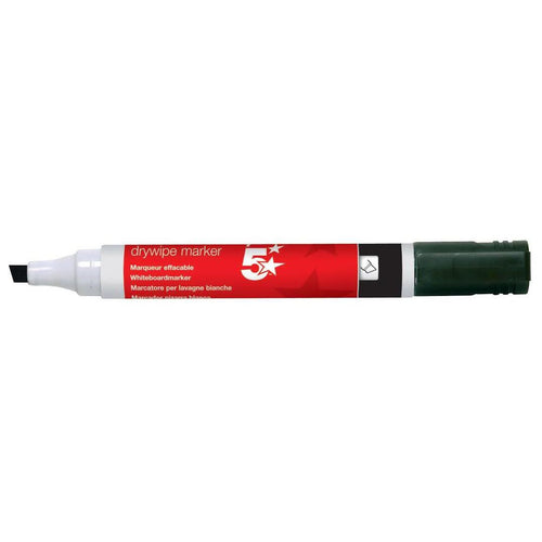 5 Star Office Drywipe Marker Xylene/Toluene-free Chisel Tip 2-5mm Line Black – (Pack of 12)