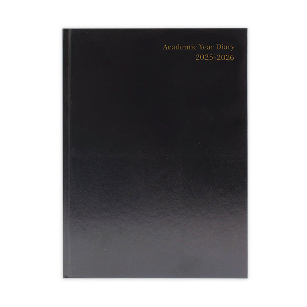 5 Star Academic Diary Day Per Page A4 Black 2025-2026 Kf1a4abk25