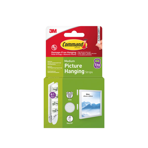 Command Picture Hanging Strips 4 Pairs Medium White – (Pack of 8)