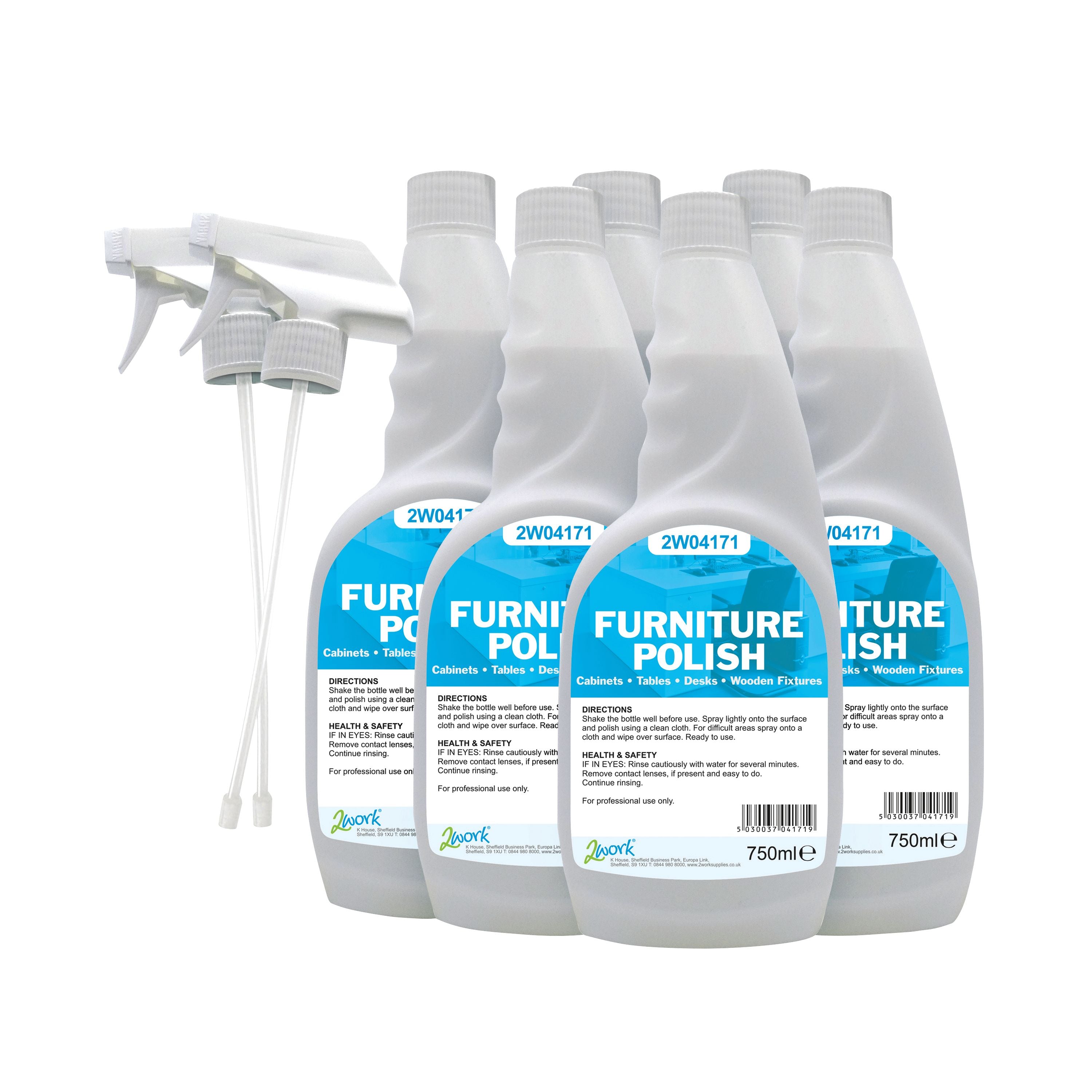 2WORK Furniture Polish Trigger Spray 750ml – (Pack of 6)