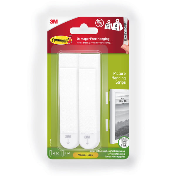 Command Picture Hanging Strips Heavyweight L/XL White – (Pack of 24)
