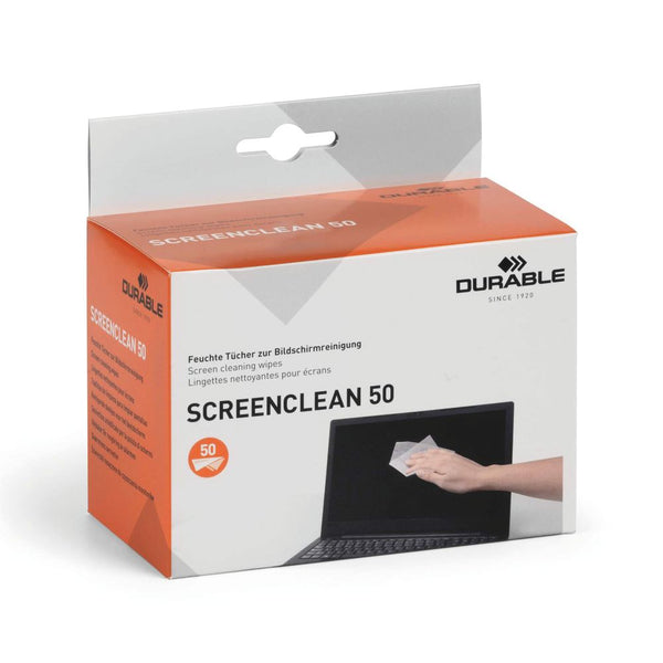 Durable Screenclean 50 Wipes Bio-degradable Individually Wrapped (pack Of 50) 578702