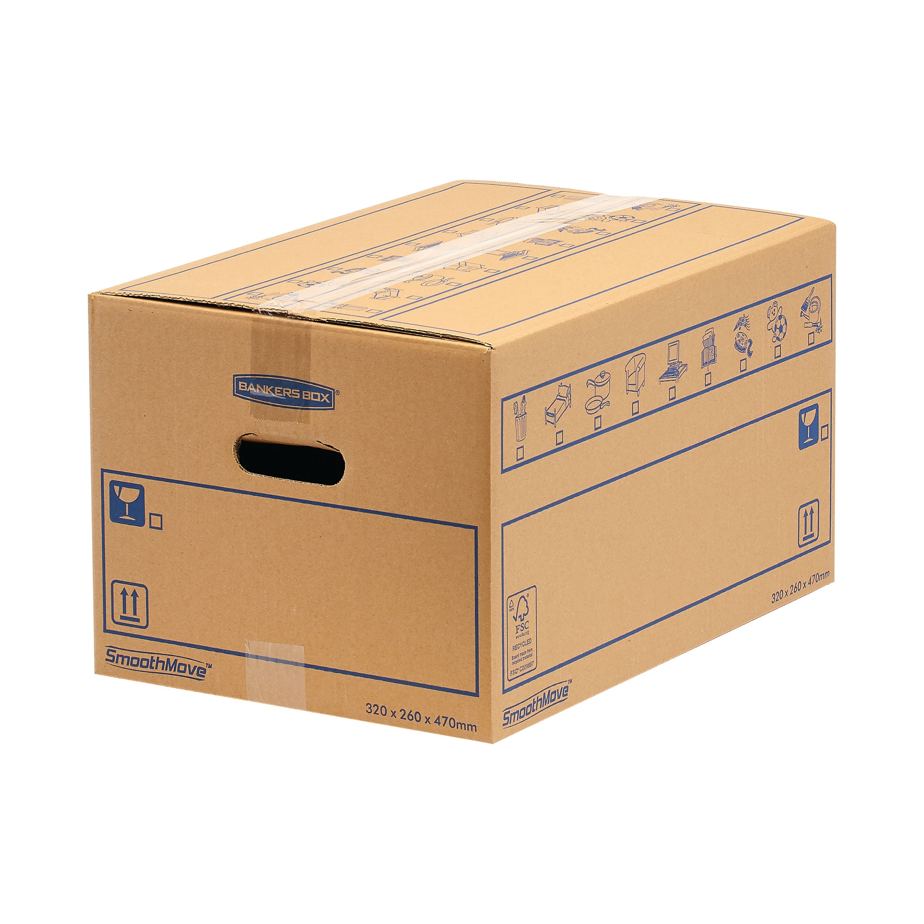 Bankers Box Smoothmove C-flute Everyday Moving Box 39 Litre – (Pack of 10)