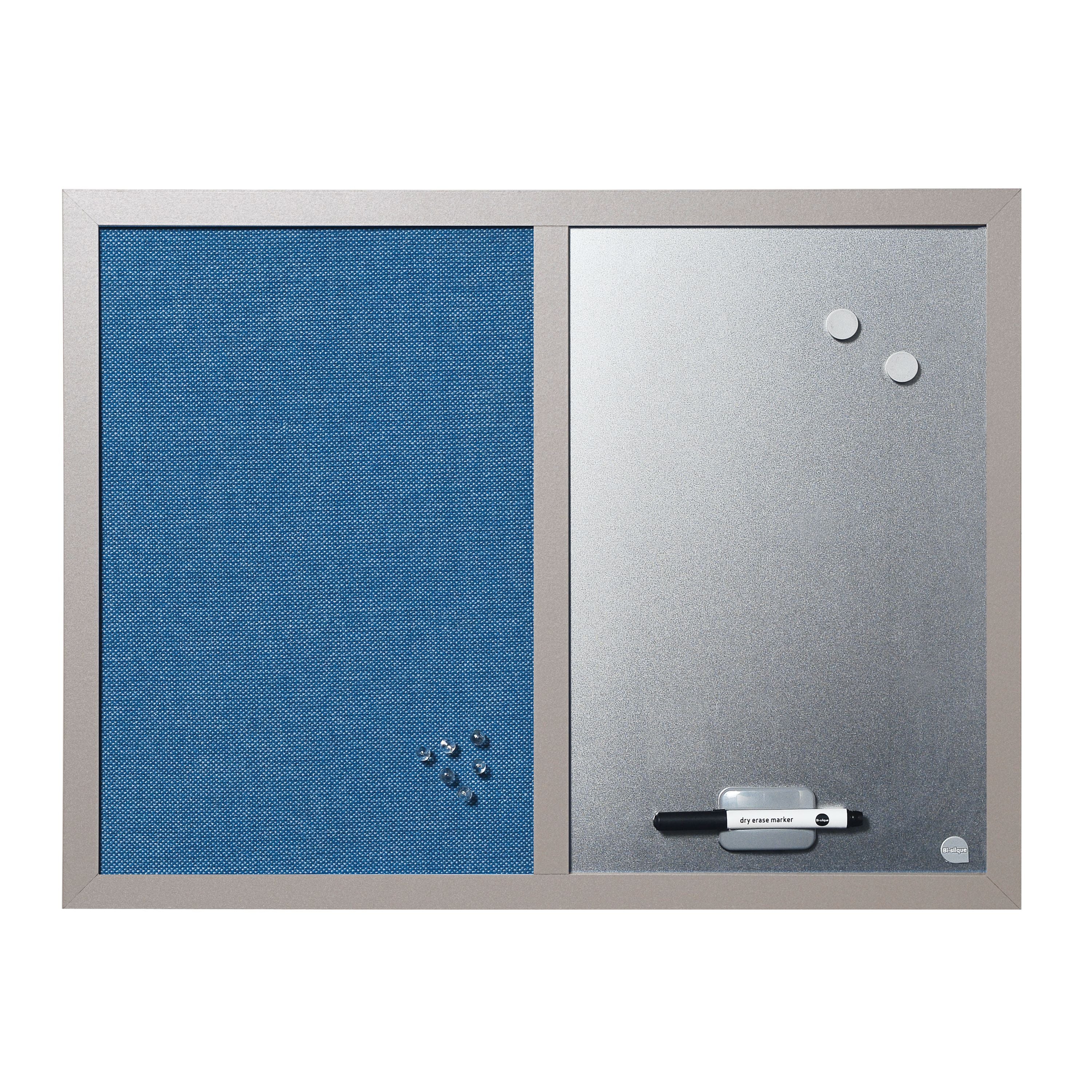 Bi-office Essentials Fabric Silver Finish Board Pearl Frame 60x45cm Mx04429608