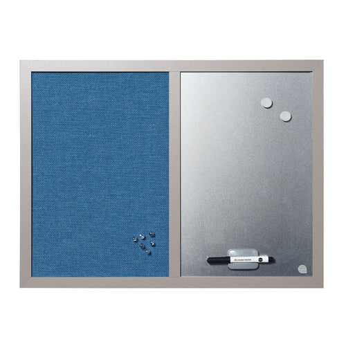 Bi-office Essentials Fabric Silver Finish Board Pearl Frame 60x45cm Mx04429608
