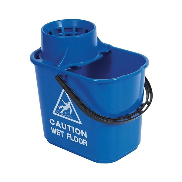 2WORK Plastic Mop Bucket With Wringer 15 Litre Blue
