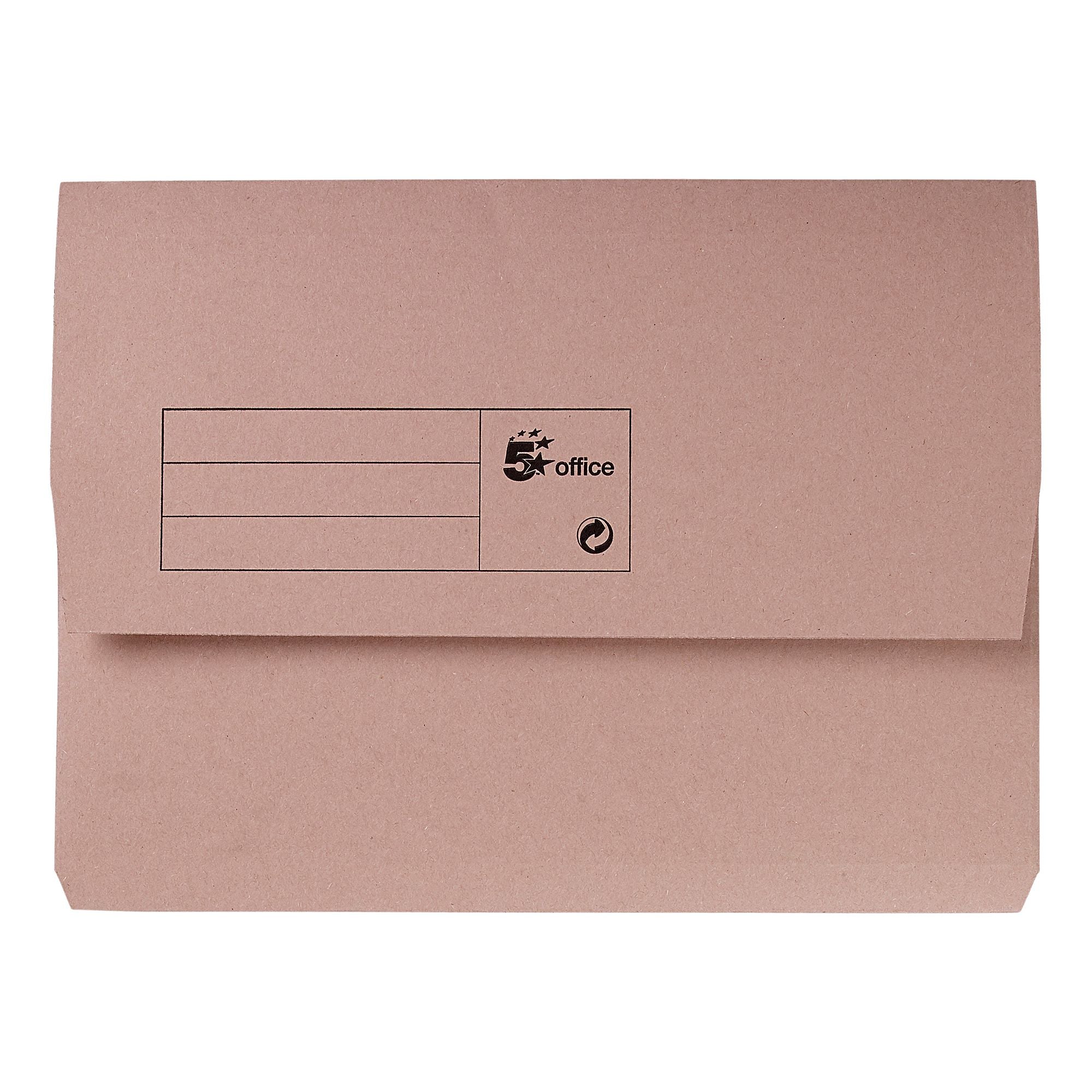 5 Star Office Document Wallet Half Flap 285gsm Recycled Capacity 32mm A4 Buff â€“ (Pack of 50)