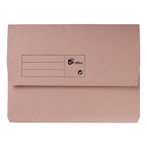 5 Star Office Document Wallet Half Flap 285gsm Recycled Capacity 32mm A4 Buff â€“ (Pack of 50)