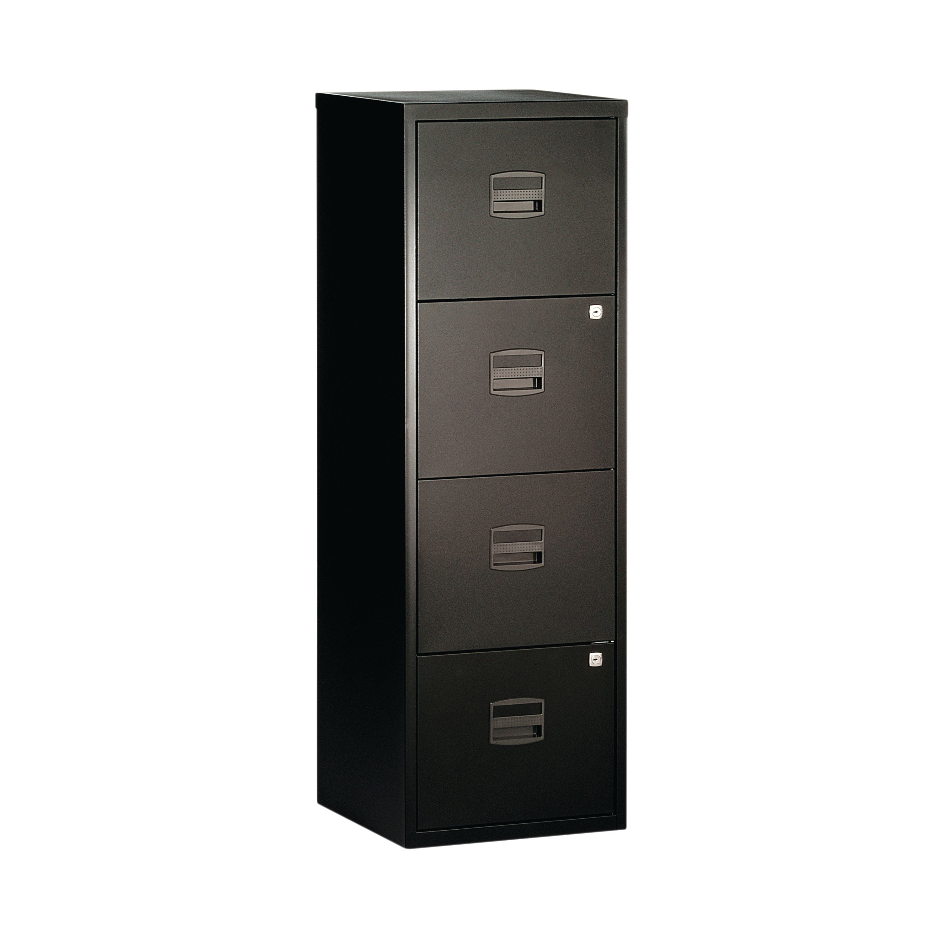 Bisley 4 Drawer Home Filing Cabinet A4 413x400x1282mm Black By31003