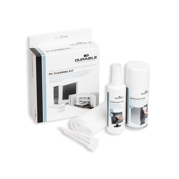 Durable Pc Tech Cleaning Kit With Screen Spray, Foam Spray, Wipes And Keyboard Tool 583300