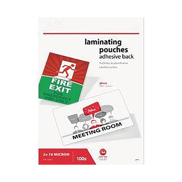 5 Star Adhesive Back Laminating Pouches Glossy 2x75 150 Micron A4  (Pack of 100)