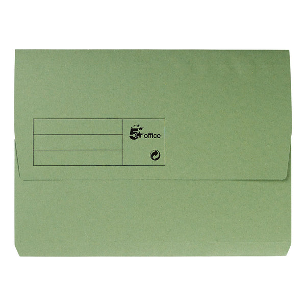 5 Star Office Document Wallet Half Flap 285gsm Recycled Capacity 32mm A4 Green  (Pack of 50)