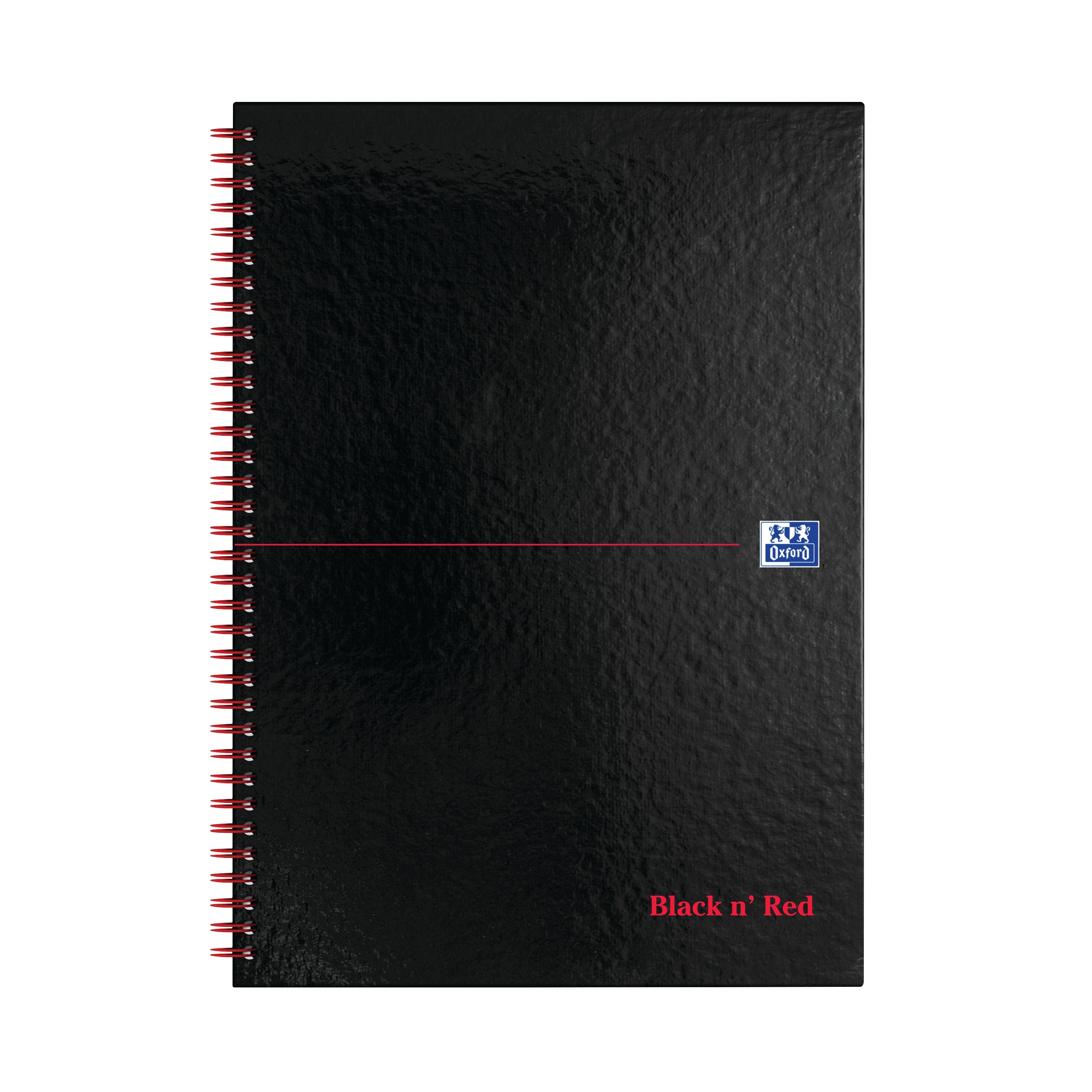 Black N Red Wirebound Hardback Notebook 5mm Square A4 – (Pack of 5)