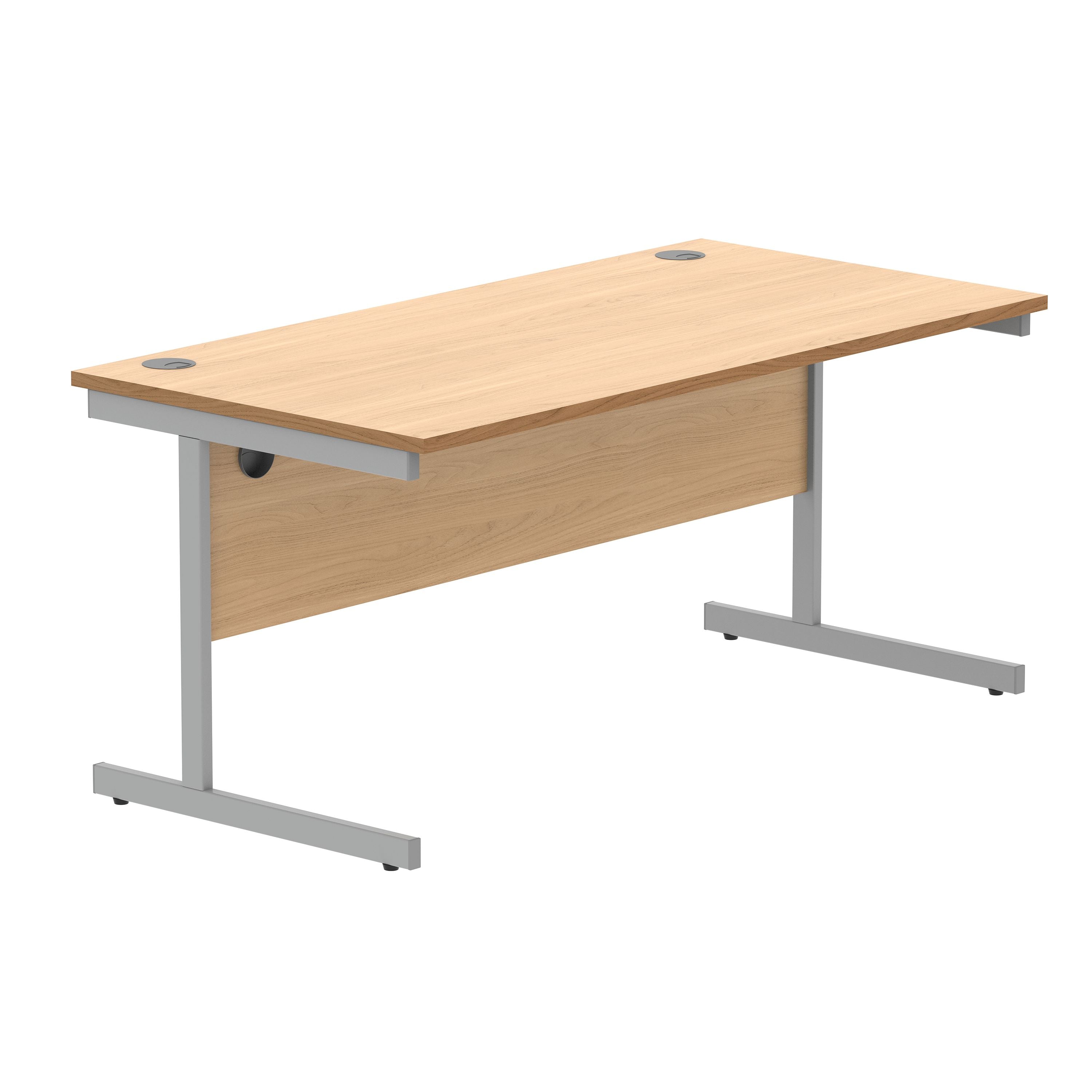 Astin Rectangular Single Upright Cantilever Desk 1600x800x730mm Norwegian Beech/silver Kf824299