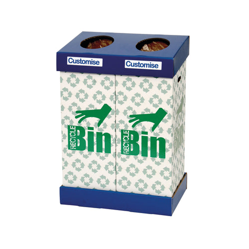 Acorn Office Twin Recycling Bin Blue/green (95 Litres Each Bin) 802853
