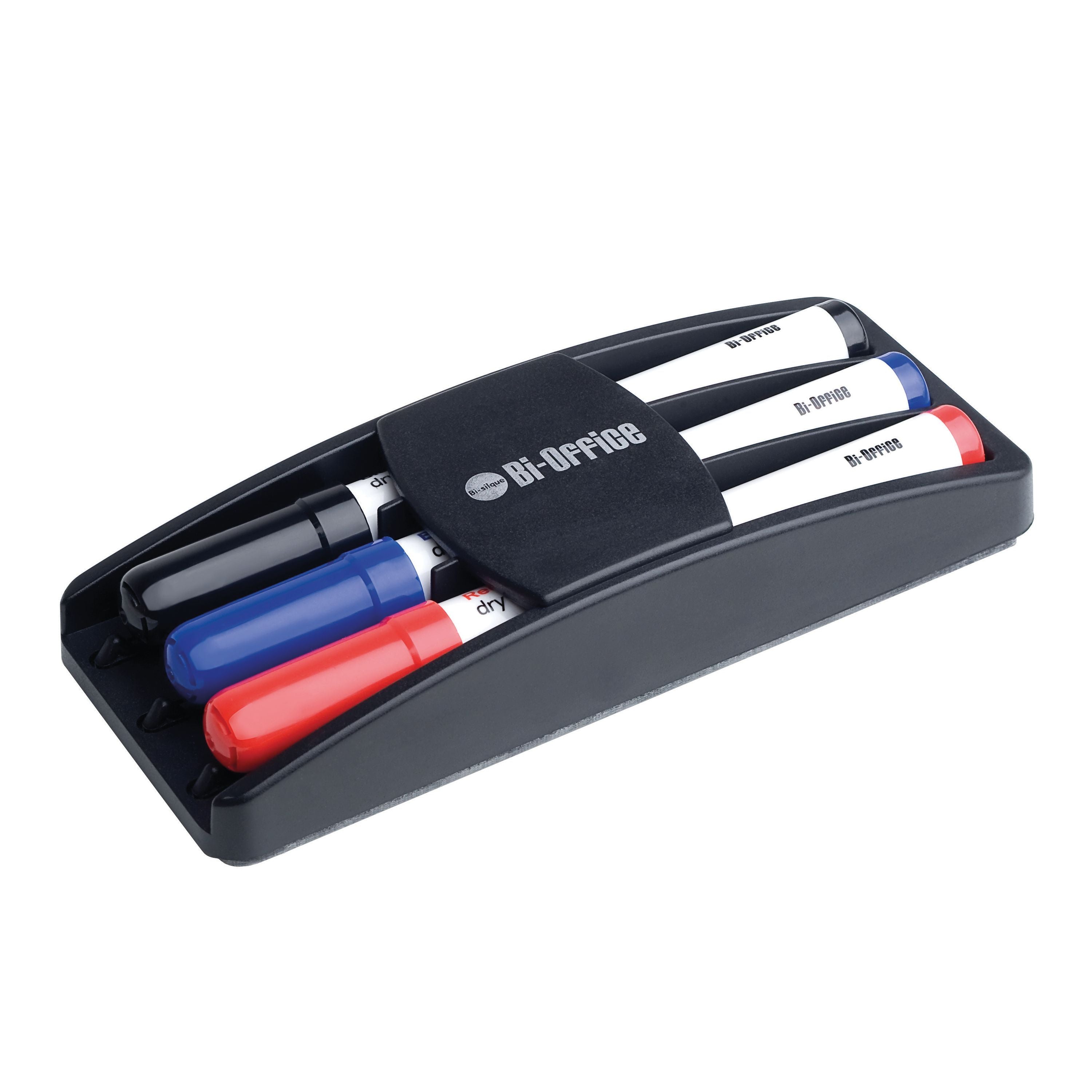 Bi-office Magnetic Pen Holder With Eraser And 3 Drywipe Markers Aa0106