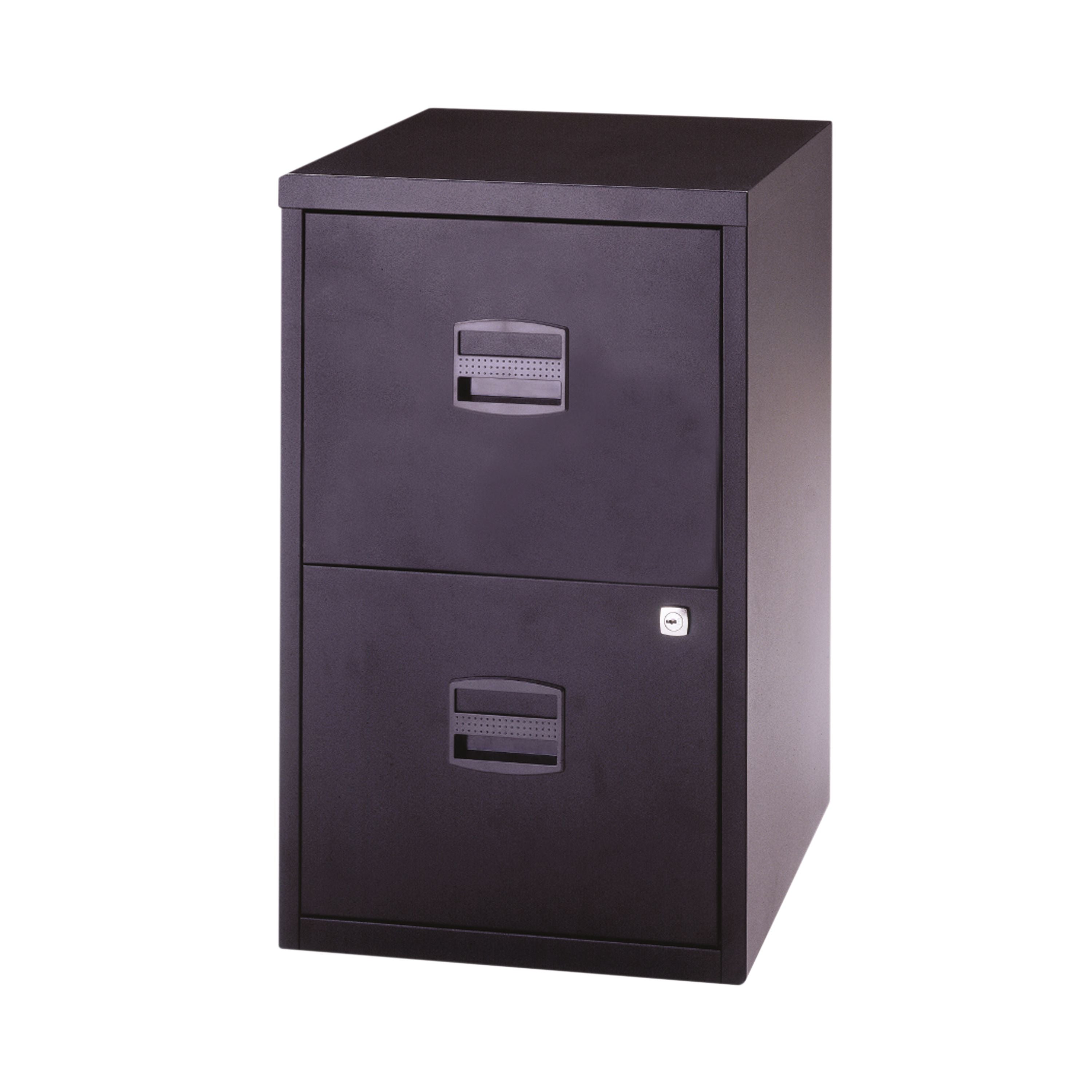 Bisley 2 Drawer Home Filing Cabinet A4 413x400x672mm Black Pfa2-03