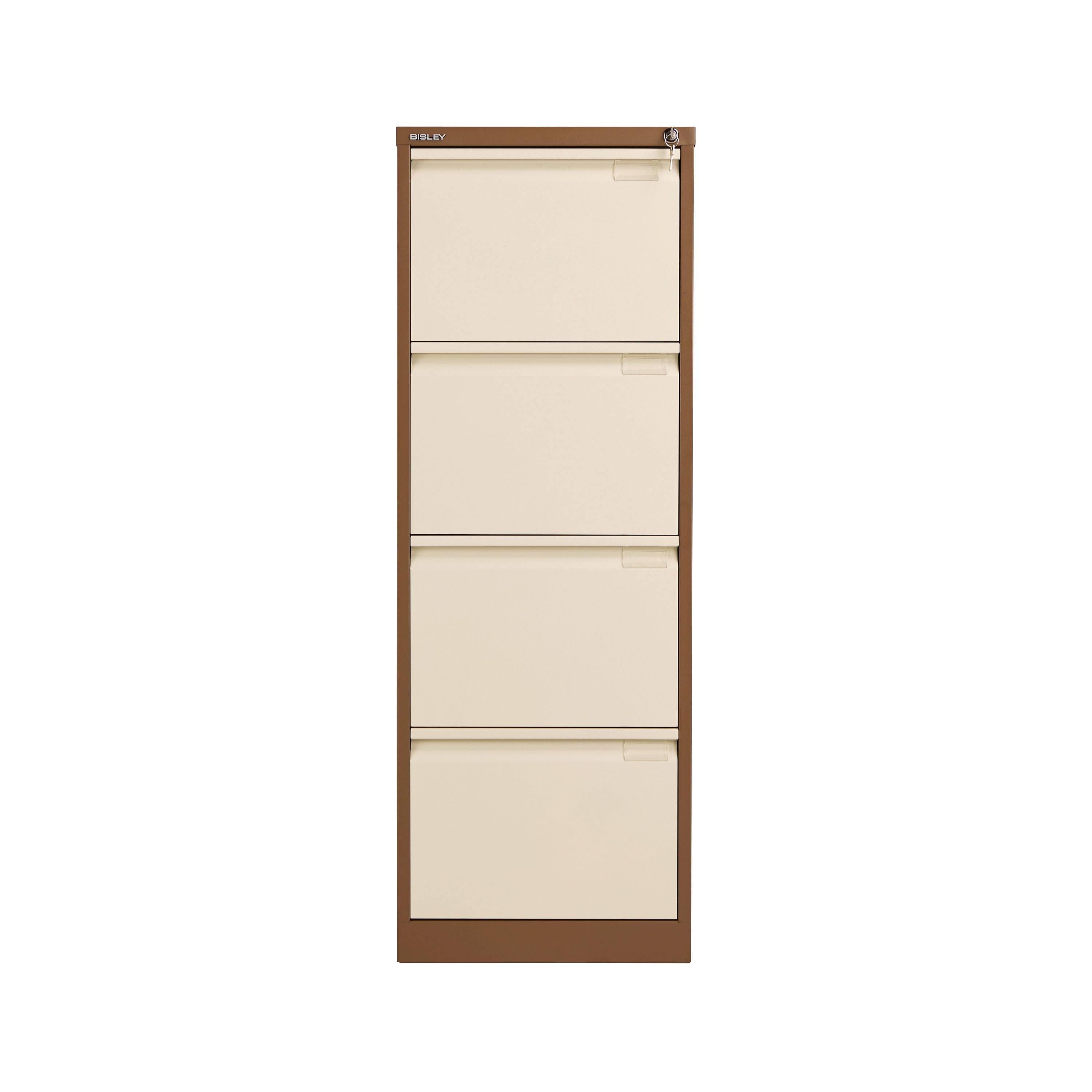 Bisley 4 Drawer Filing Cabinet Lockable 470x622x1321mm Coffee/cream Bs4ec/c