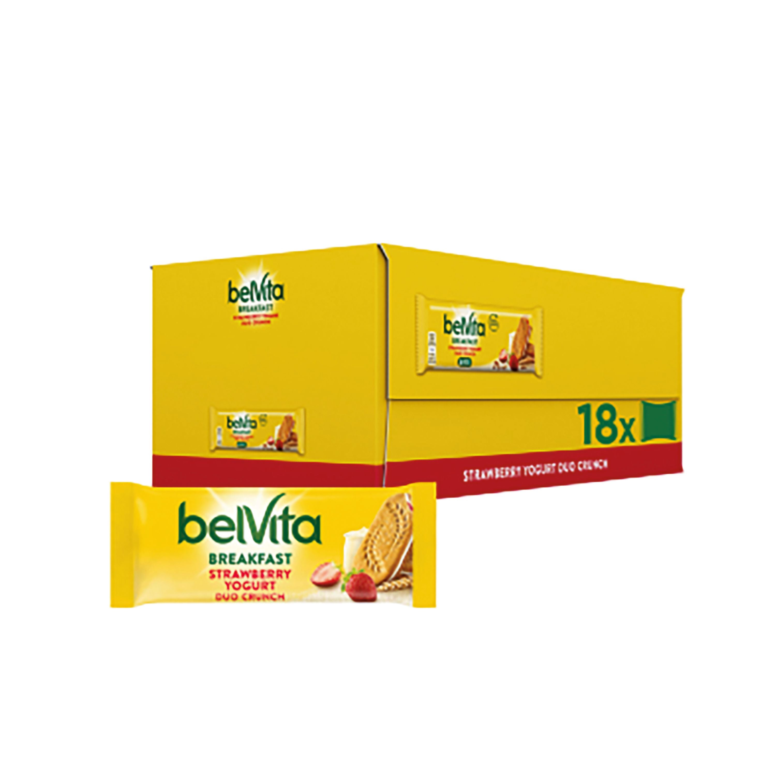 Belvita Breakfast Strawberry And Yogurt Duo Crunch Bars 50.6g – (Pack of 18)