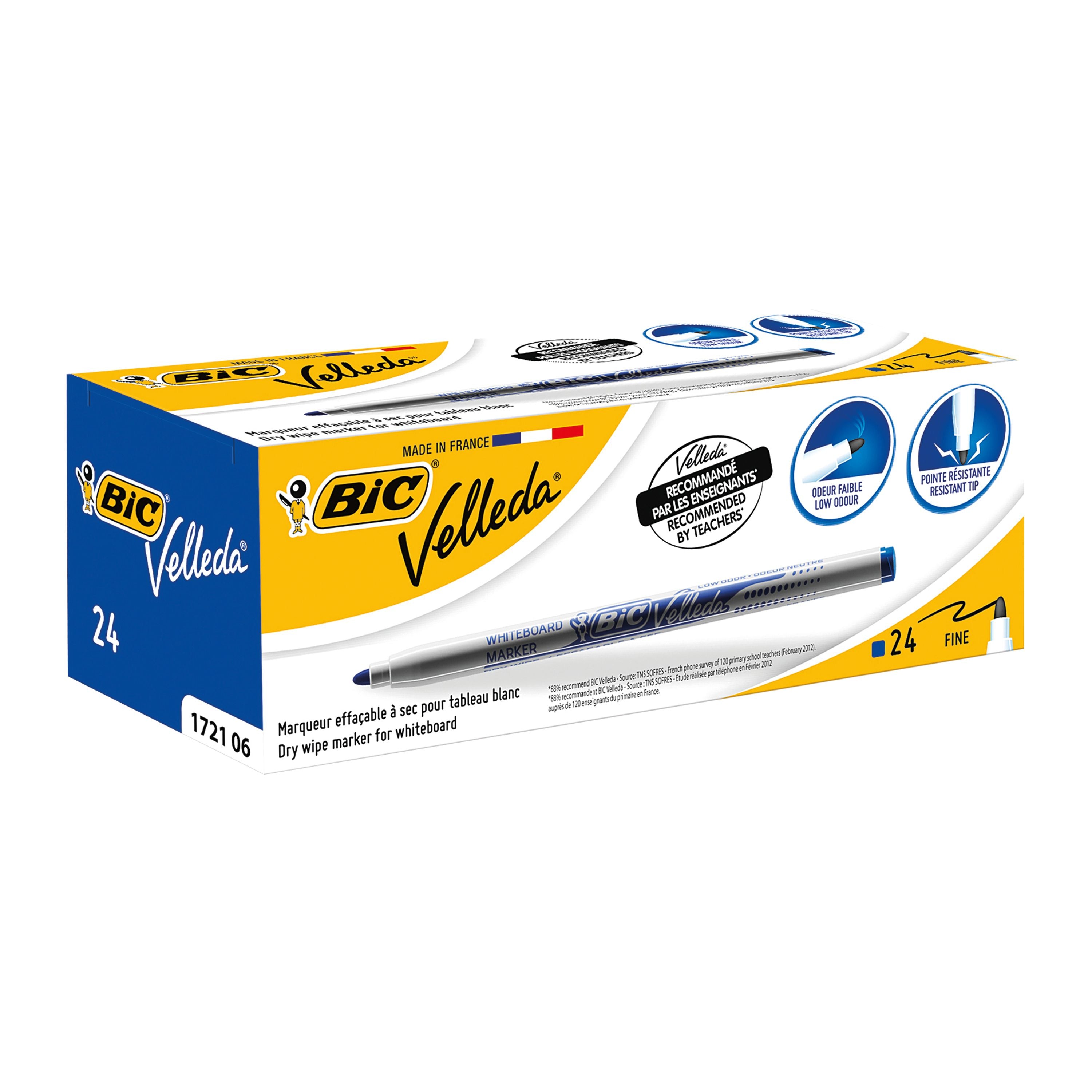 Bic Velleda 1721 Whiteboard Marker Fine Blue – (Pack of 24)