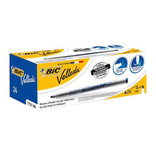 Bic Velleda 1721 Whiteboard Marker Fine Blue – (Pack of 24)