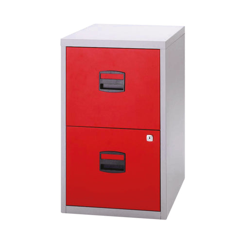 Bisley 2 Drawer Home Filing Cabinet A4 413x400x672mm Grey/red Pfa2-8794