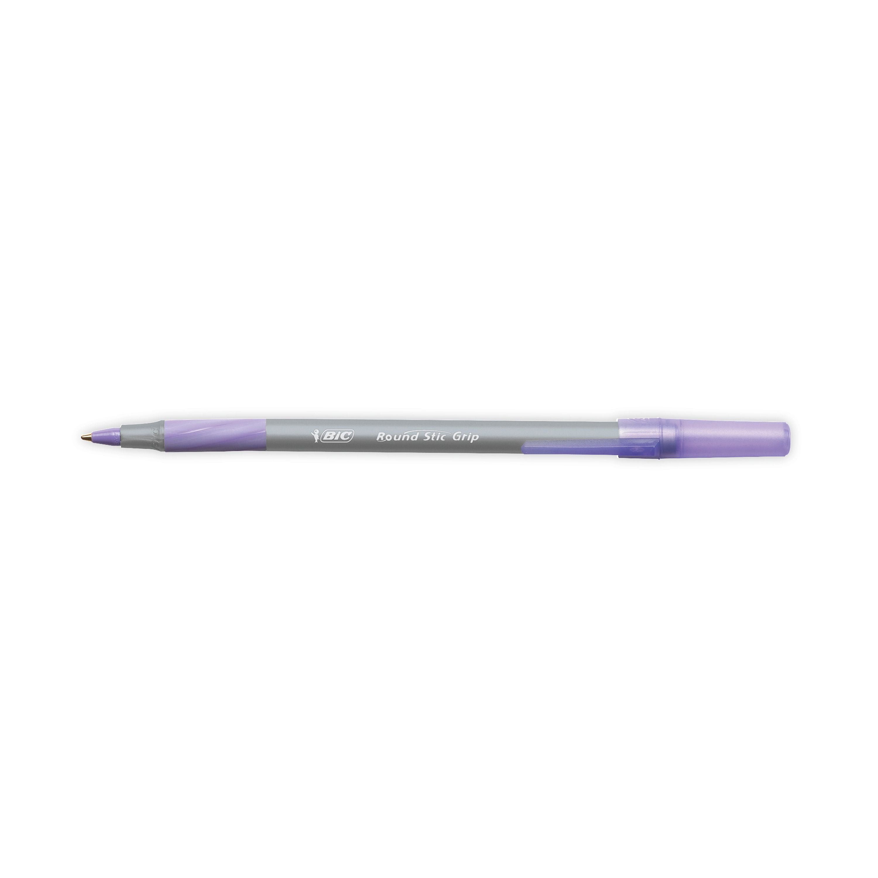 Bic Round Stic Grip Ballpoint Pen Purple – (Pack of 40)