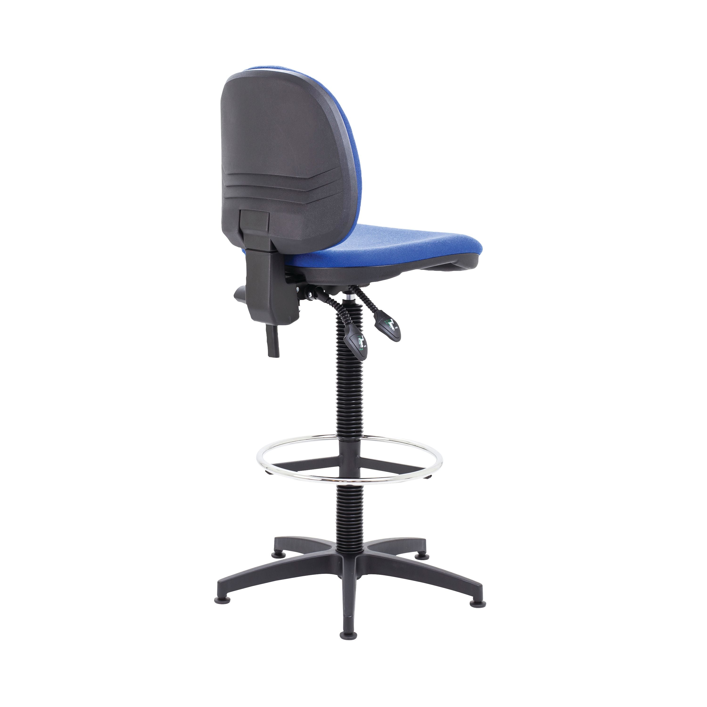 Arista Medium Back Draughtsman Chair 700x700x840-970mm Fixed Footrest Blue