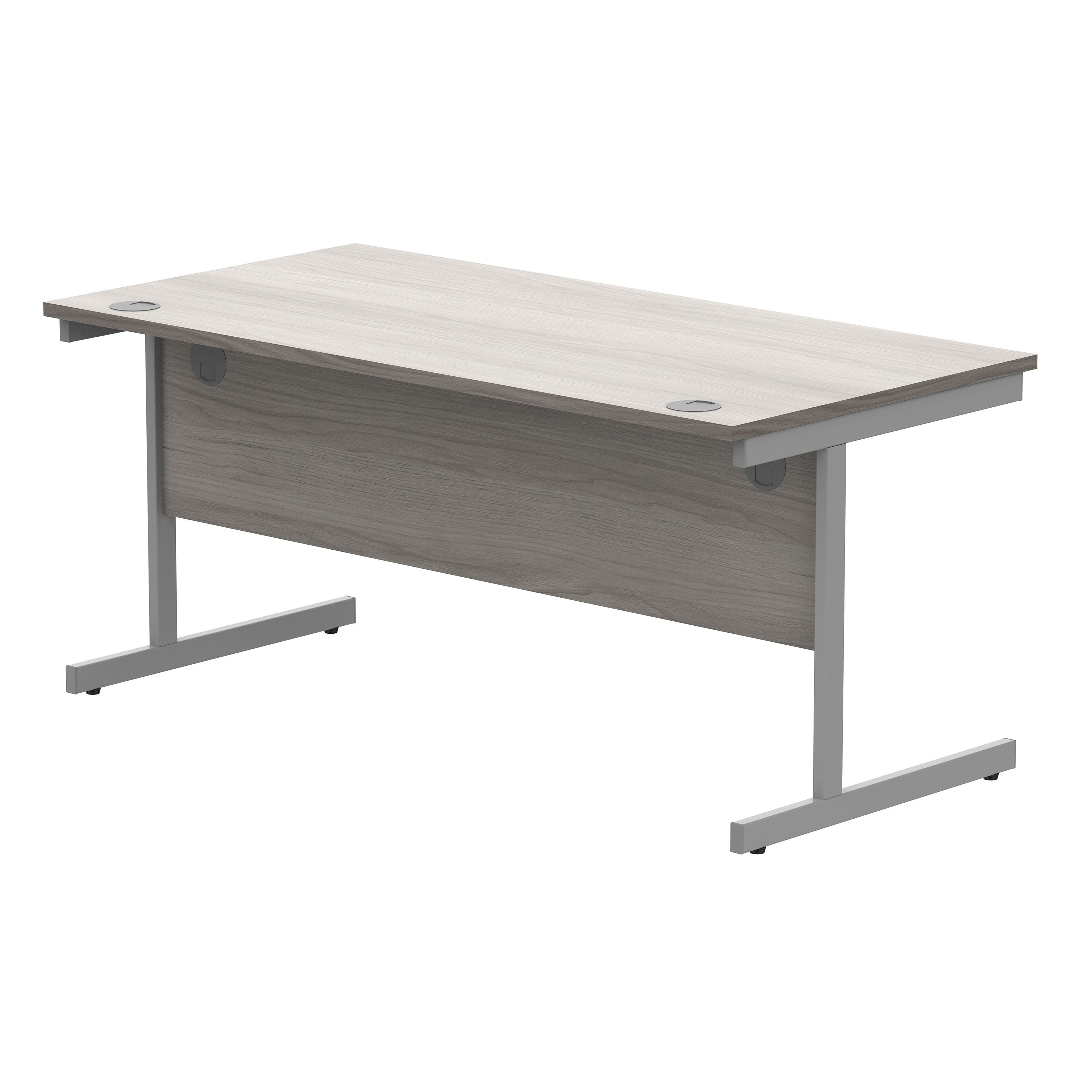 Astin Rectangular Single Upright Cantilever Desk 1600x800x730mm Alaskan Grey Oak/silver Kf803697
