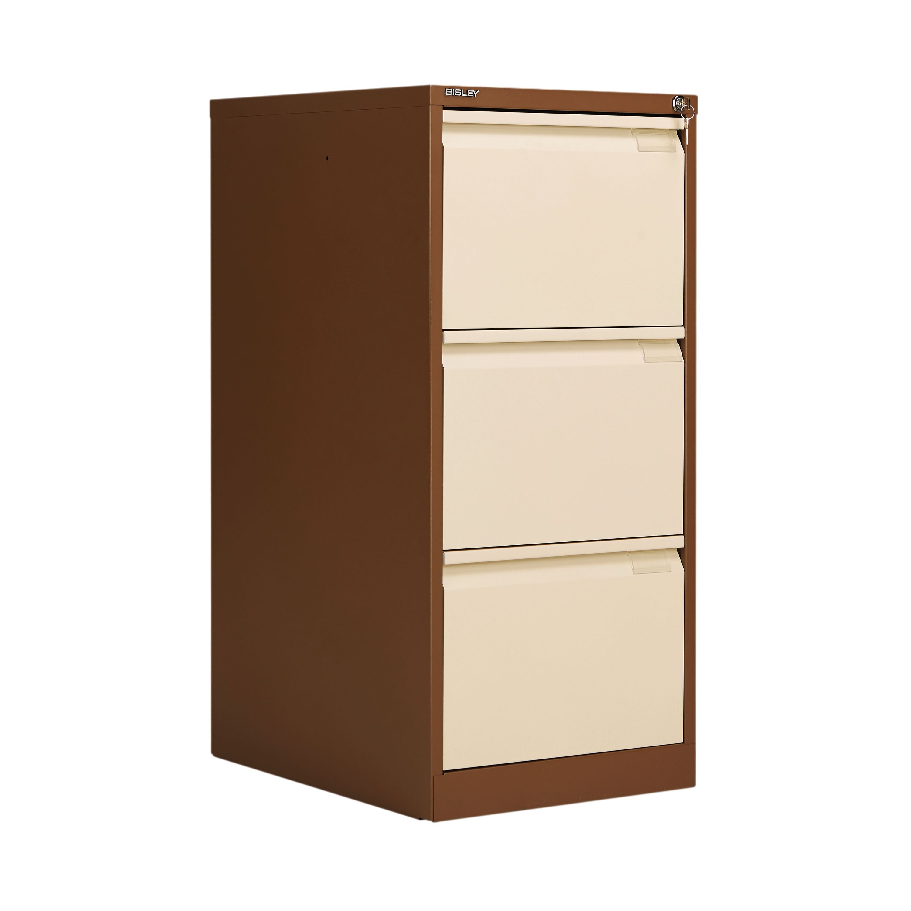 Bisley 3 Drawers Filing Cabinet Lockable 470x622x1016mm Coffee/cream Bs3ec/c