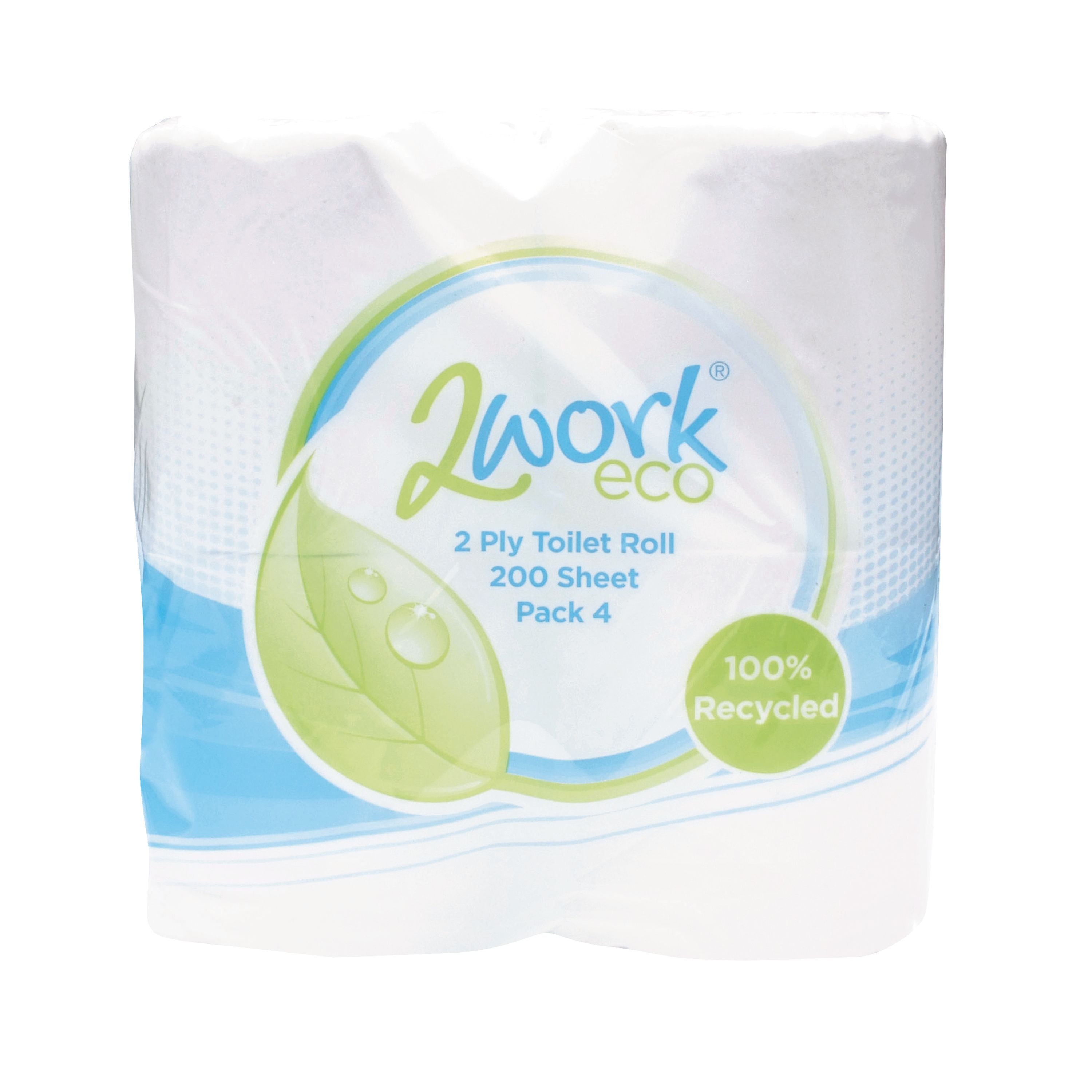 2WORK Recycled Toilet Roll 2-ply 200 Sheets – (Pack of 36)