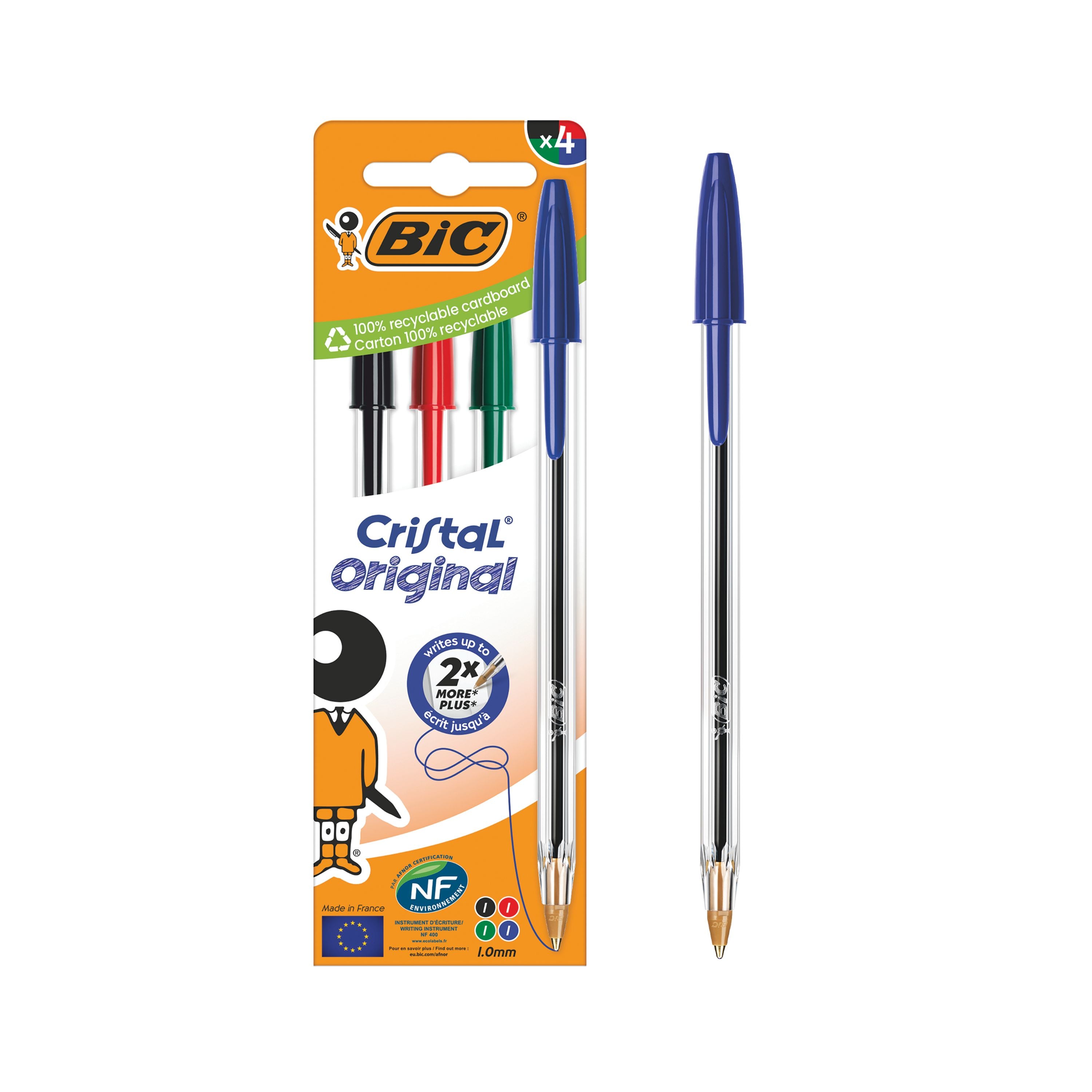 Bic Cristal Ballpoint Pen Medium Assorted – (Pack of 4)