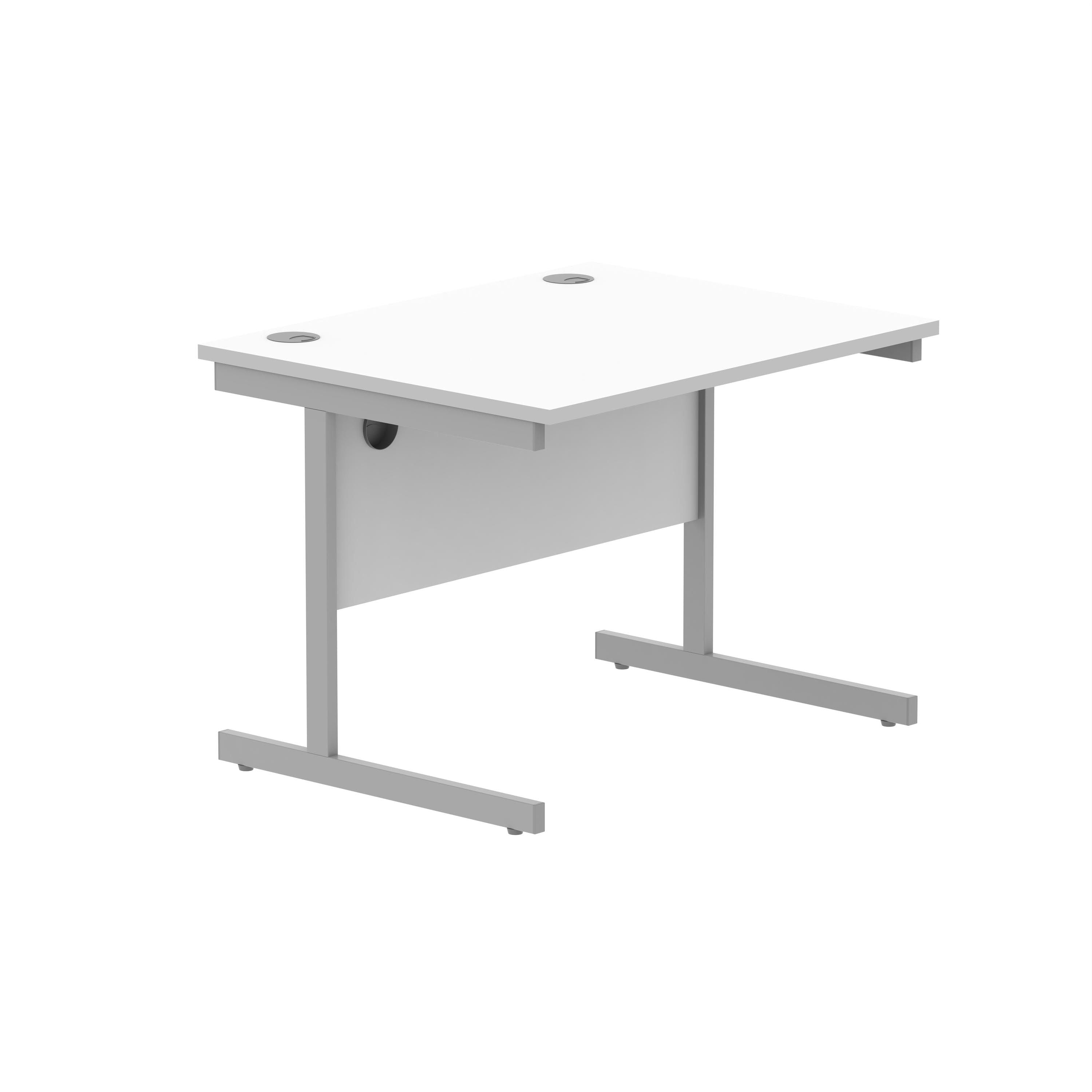 Astin Rectangular Single Upright Cantilever Desk 800x800x730mm White/silver Kf800051