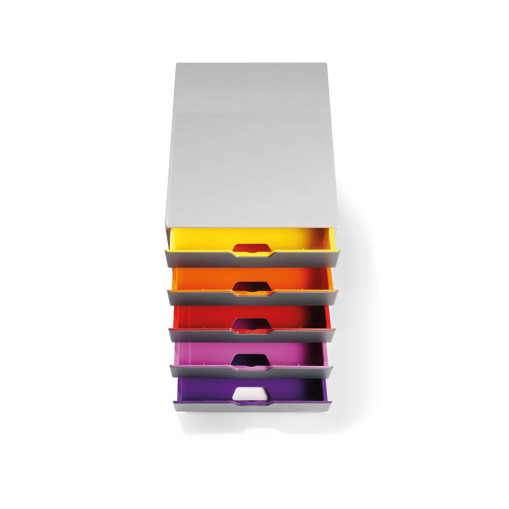Durable Varicolor Desktop Organiser 5 Drawer Colour Coded Modular Storage A4 760527