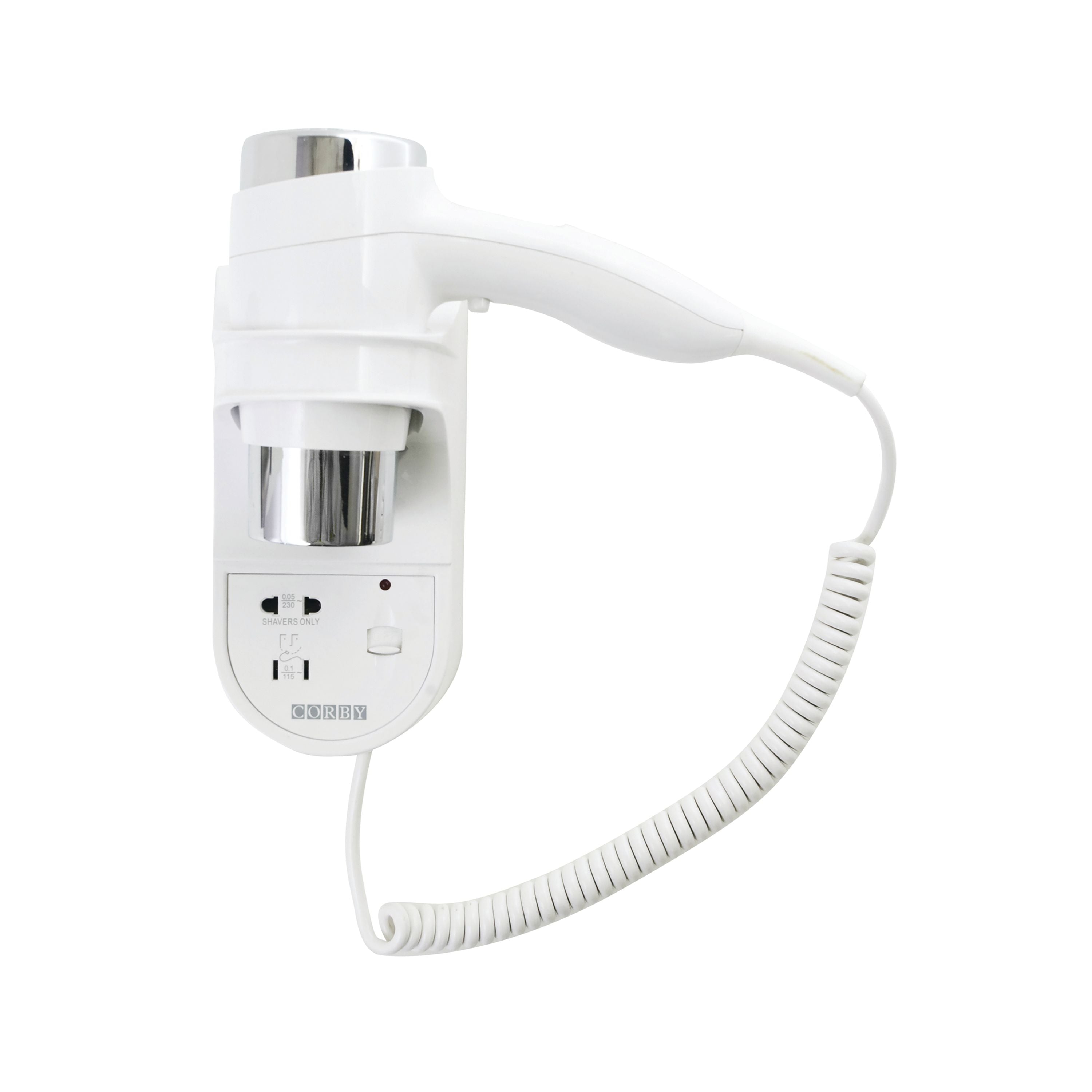 Corby of Windsor Kendal 1600 Wall Mounted Hair Dryer With Integrated Shaver Socket White 3004