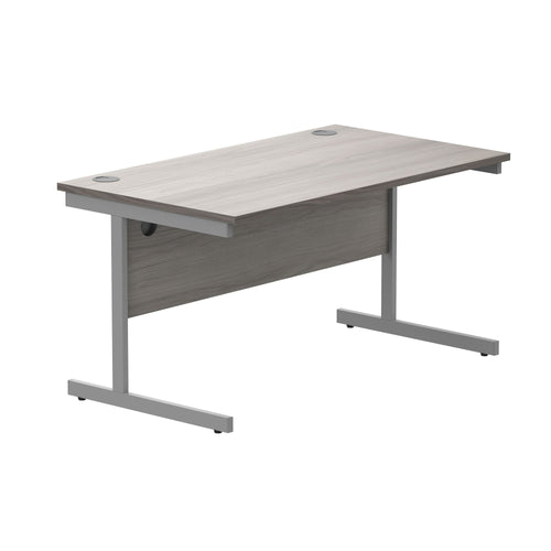 Astin Rectangular Single Upright Cantilever Desk 1400x800x730mm Alaskan Grey Oak/silver Kf803687