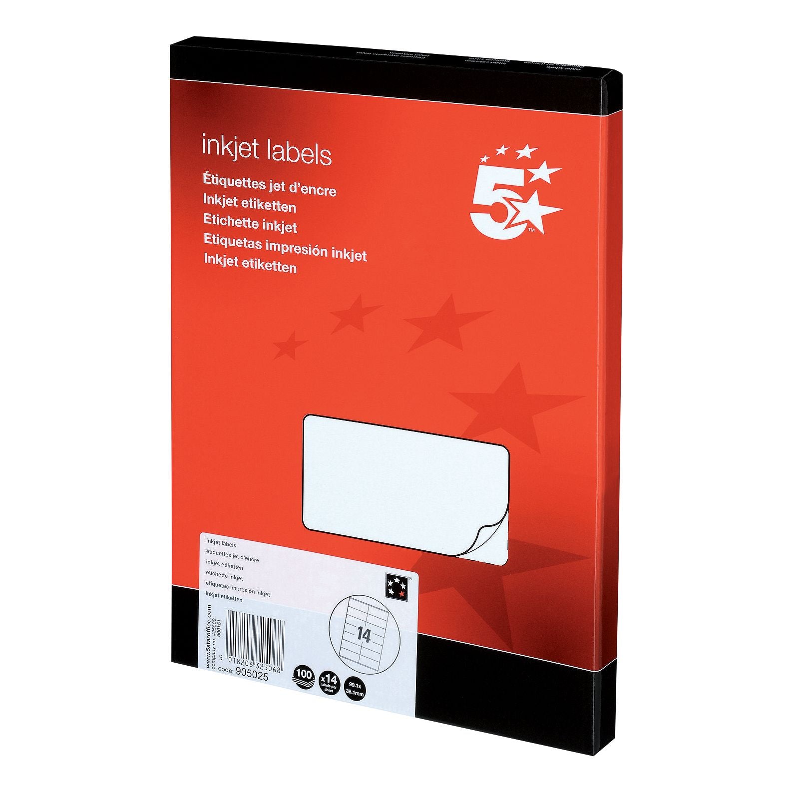 5 Star Office Addressing Labels Inkjet 99.1x38.1mm White (pack Of 1400)