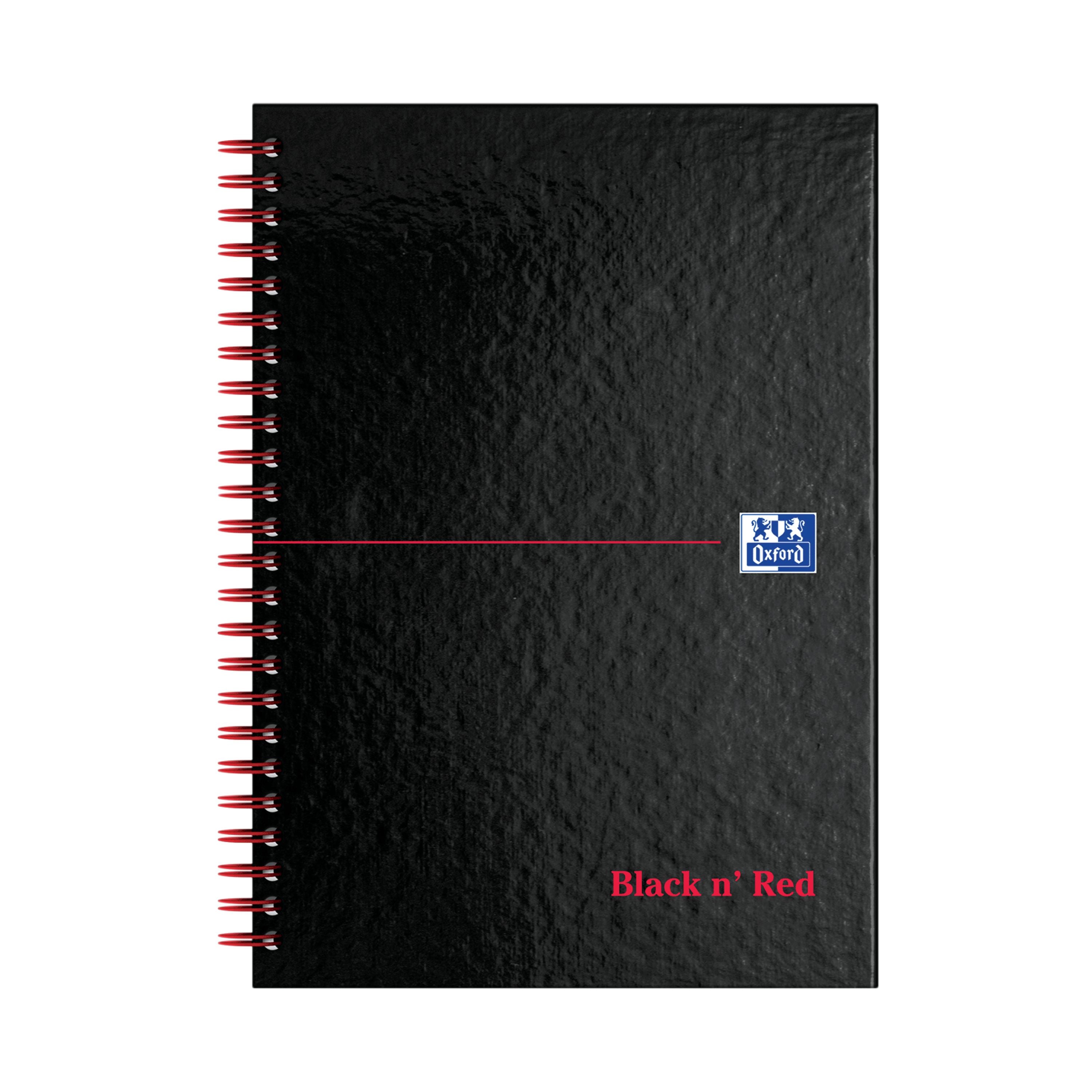Black N Red Wirebound Ruled Perforated Hardback Notebook A5 – (Pack of 5)