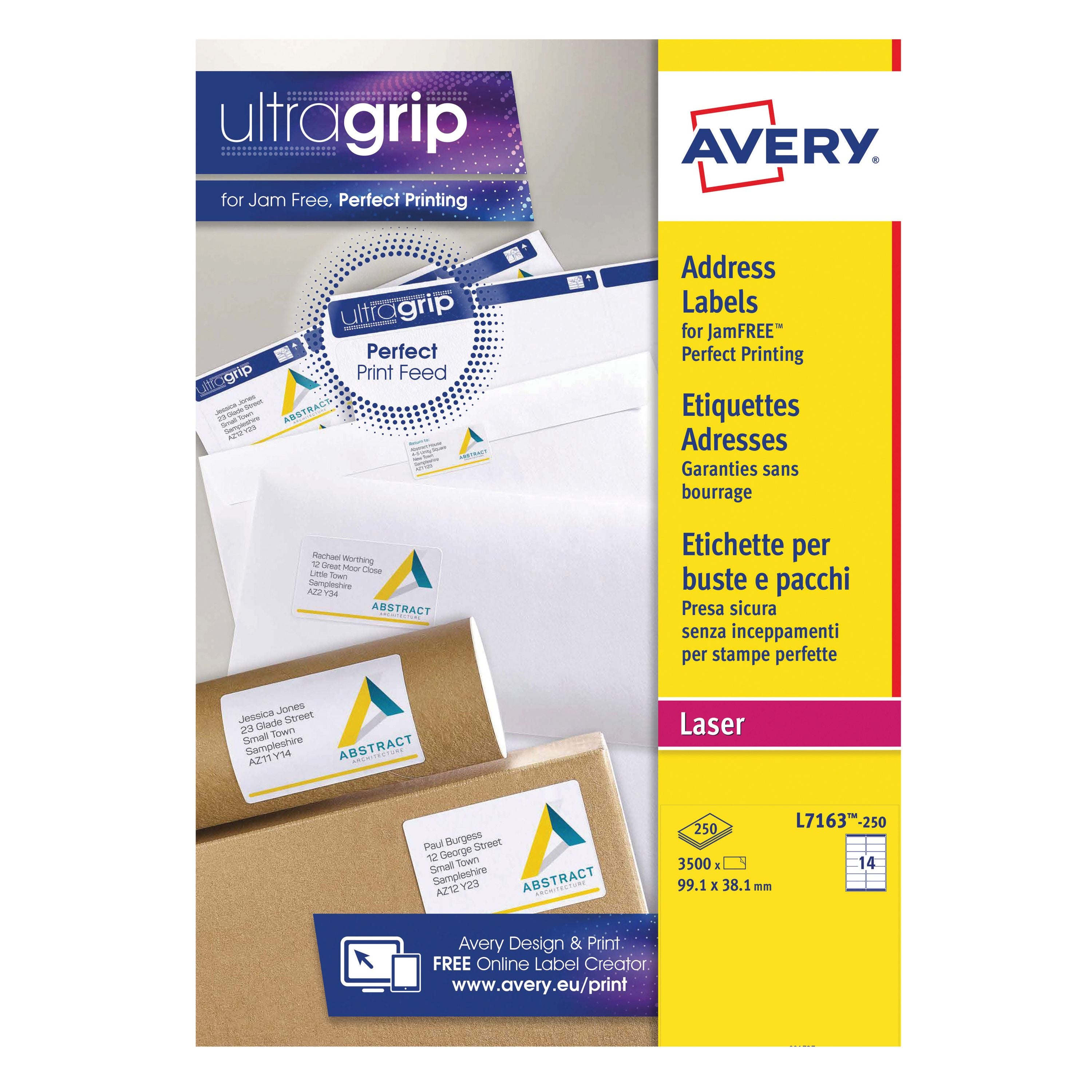 Avery Ultragrip Laser Label 99.1x38.1mm White – (Pack of 3500)