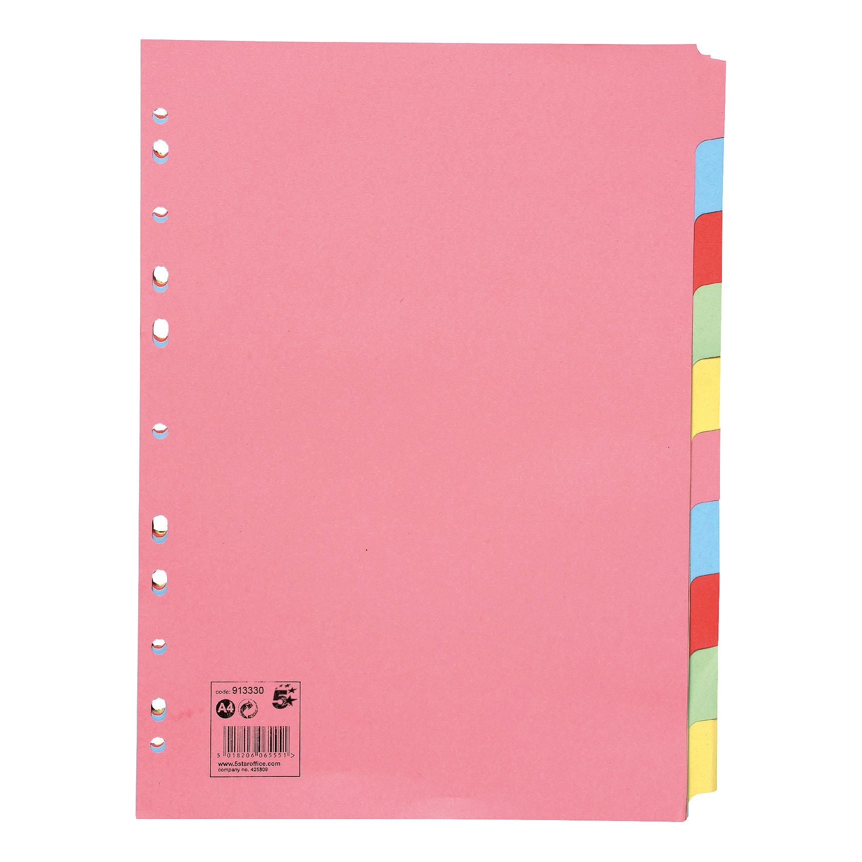 5 Star Office Subject Dividers 10-part Recycled Card Multipunched 155gsm A4 Assorted – (Pack of 25)