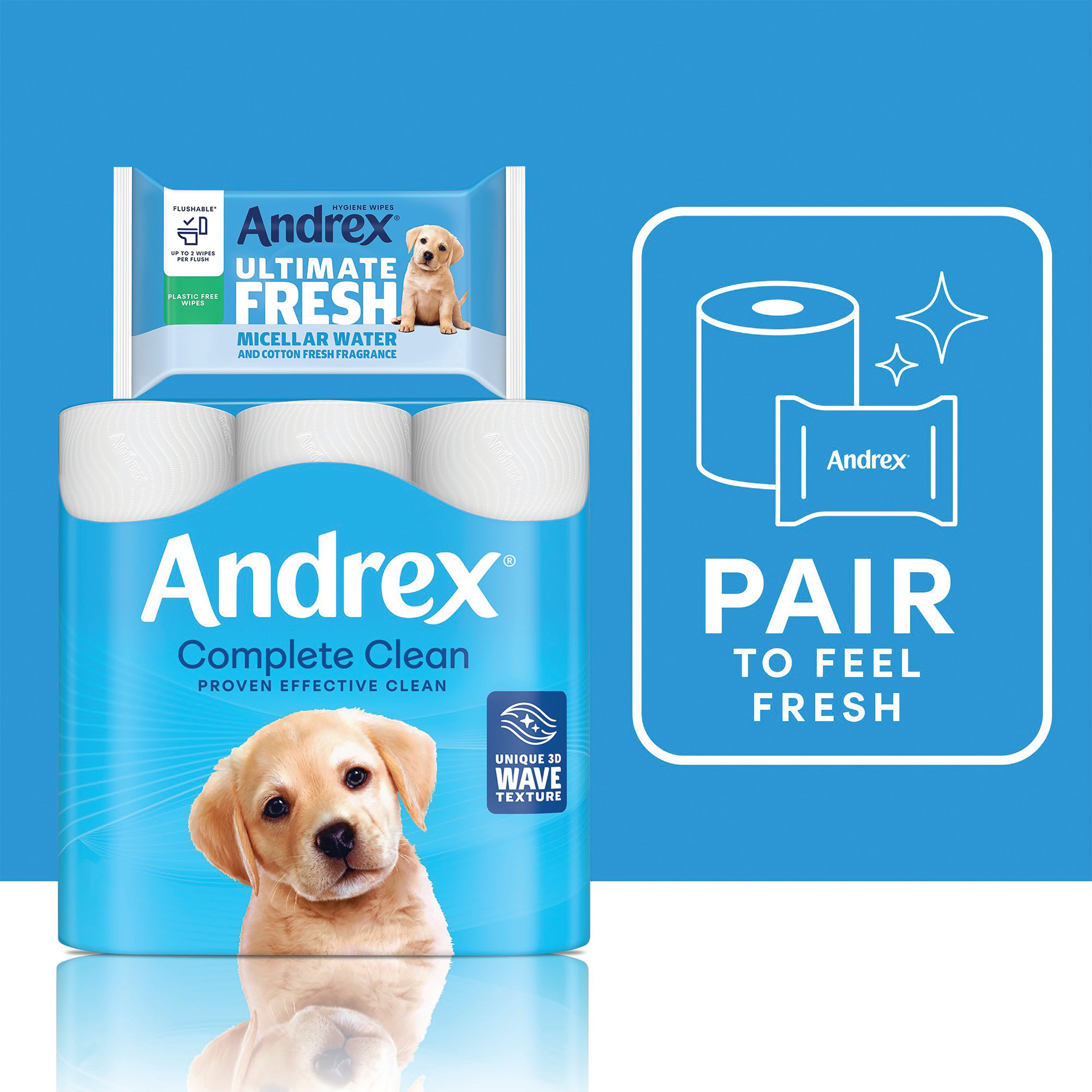 Andrex Complete Clean Toilet Roll 2-ply 190 Sheets Per Roll – (Pack of 9)