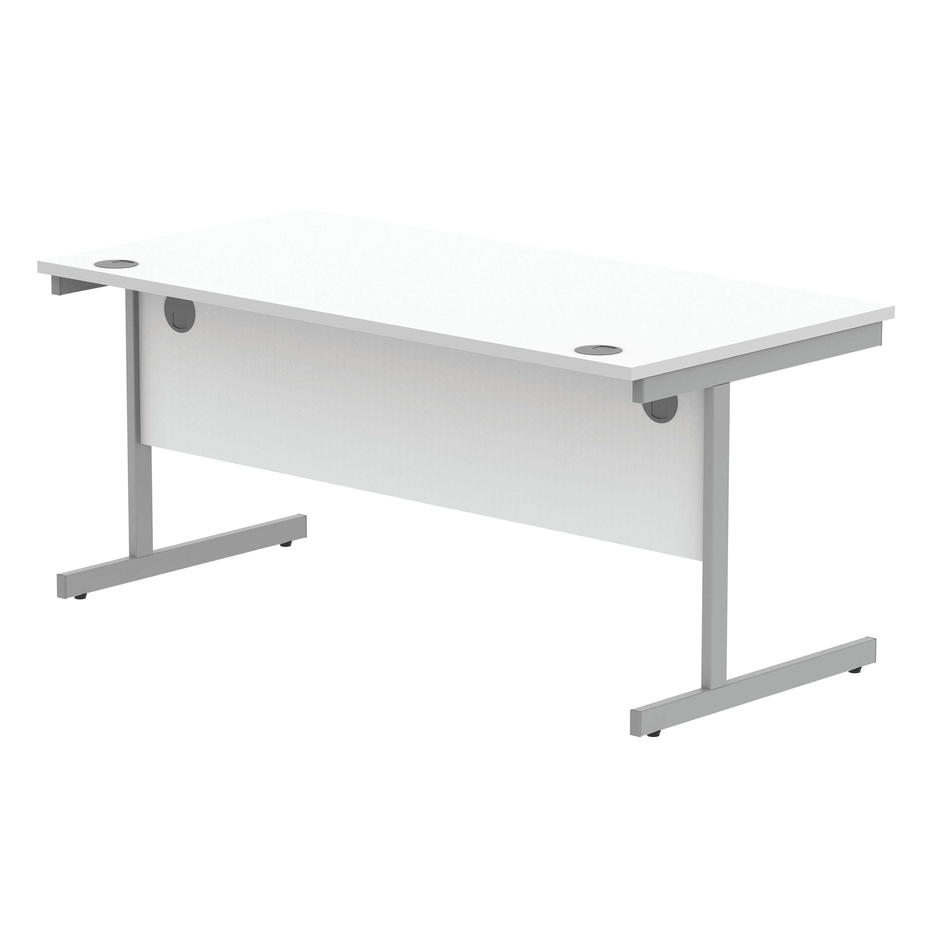 Astin Rectangular Single Upright Cantilever Desk 1600x800x730mm Arctic White/silver Kf803567