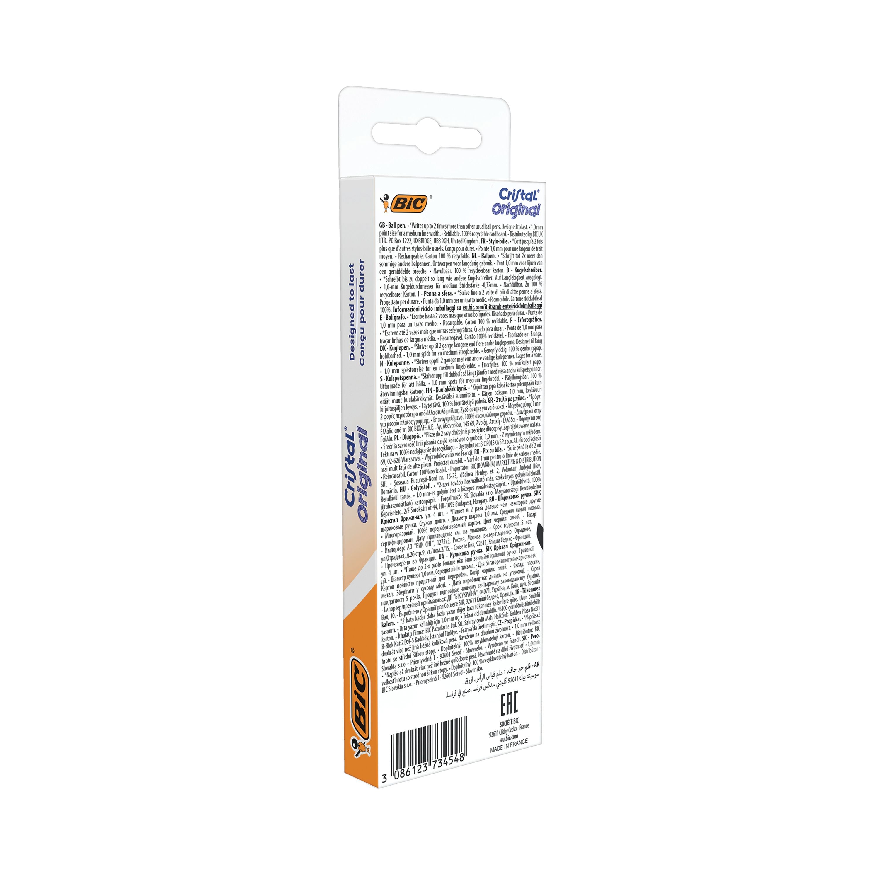 Bic Cristal Ballpoint Pen Medium Blue – (Pack of 4)