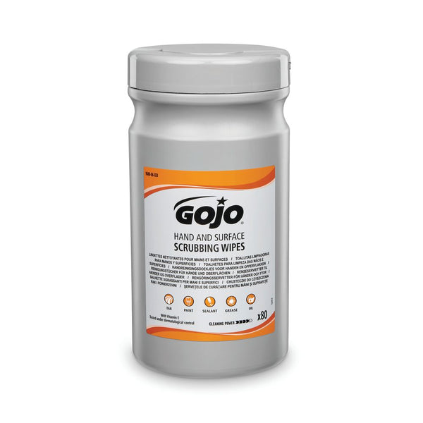 Gojo Hand And Surface Scrubbing Wipes Canister (pack Of 80) 9680-06-eeu
