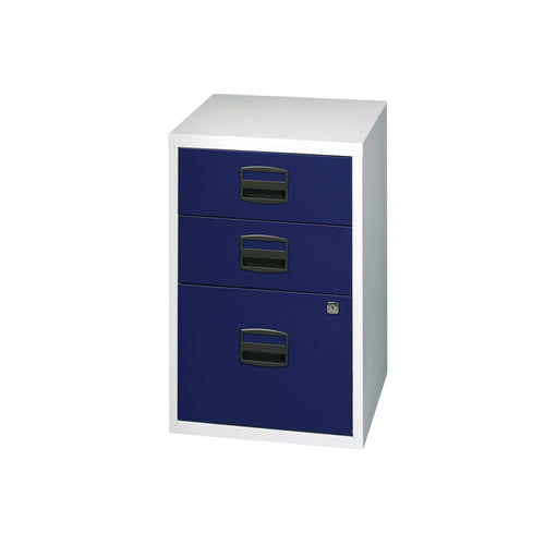 Bisley 3 Drawer Home Filing Cabinet 413x400x672mm Grey/blue Pfa3-8748