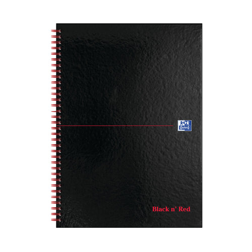 Black N Red Wirebound Hardback Notebook 140 Pages A4 – (Pack of 2)